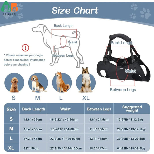 Dog Lift Harness Adjustable Full Body Support Dog Sling Breathable Straps for Assisted Mobility Dog Legs Hip Rehabilitation Lift